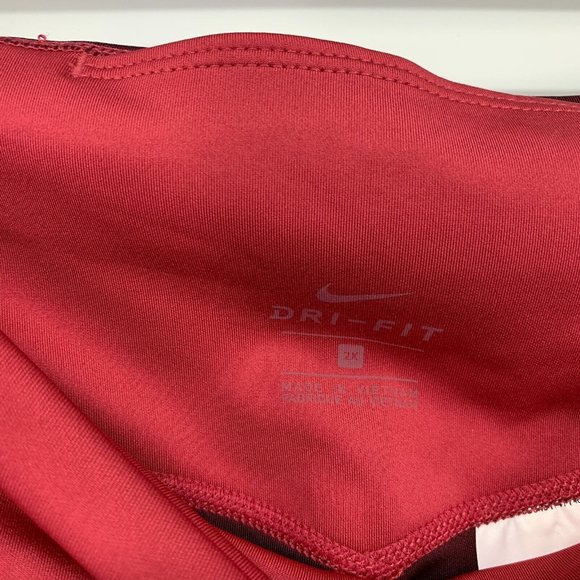 Nike One Training Leggings Red Pink Mid Rise Full Length - Picture 2 of 9